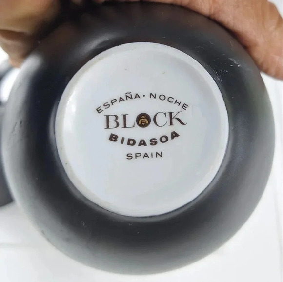 Espana Noche Block Bidasoa Spain Tea/Coffee Pot Creamer & Sugar Bowl Black Matte - Picture 9 of 14